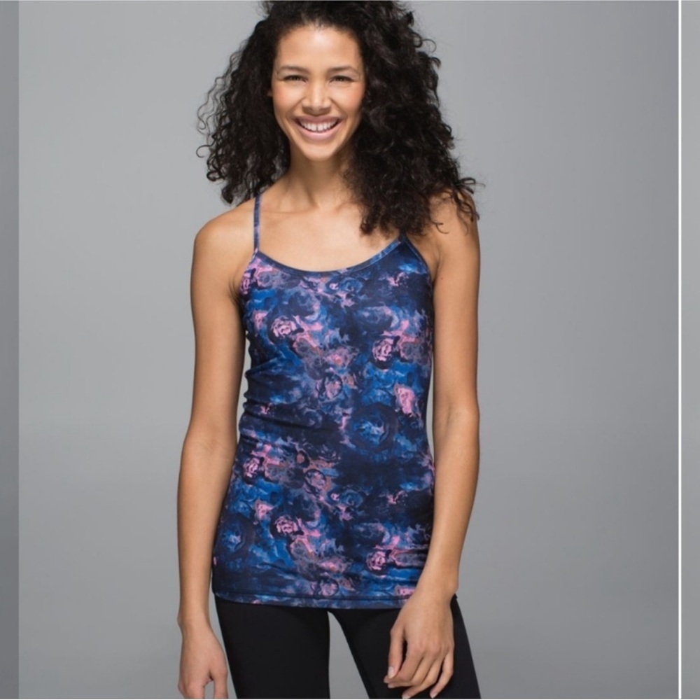 Lululemon Power Y Tank Luon Moody Mirage Bark Berry Deep Navy Size 6 shirt top
